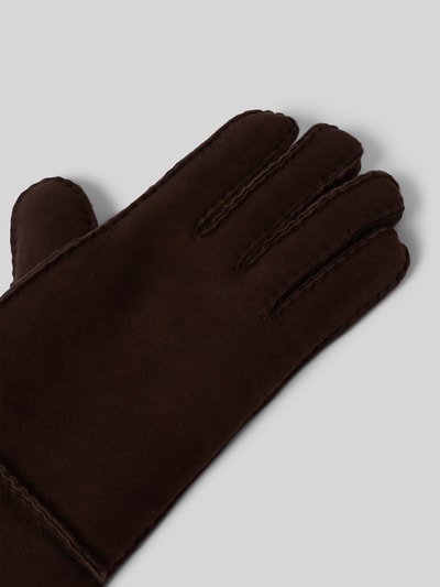 Roeckl Handschoenen van echt zijden lamsvacht, model 'BERGEN' Donkerbruin - 3