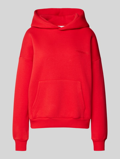 Review Hoodie met logoprint Kersenrood - 1