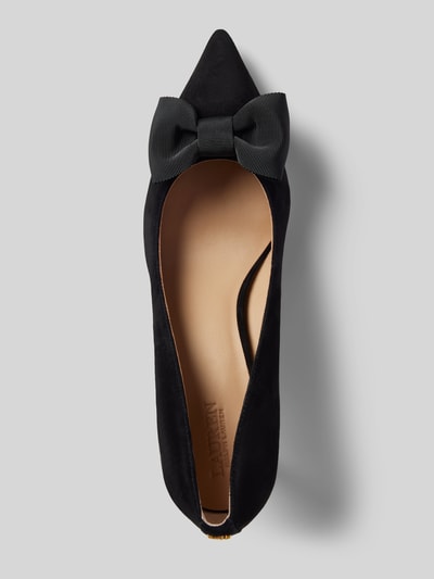 Lauren Ralph Lauren Leren pumps met strikdetail, model 'LANETTE' Zwart - 3