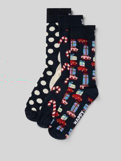Happy Socks Sokken in een set van 3 paar, model 'Holiday Navy Gift Set' Donkerblauw - 1