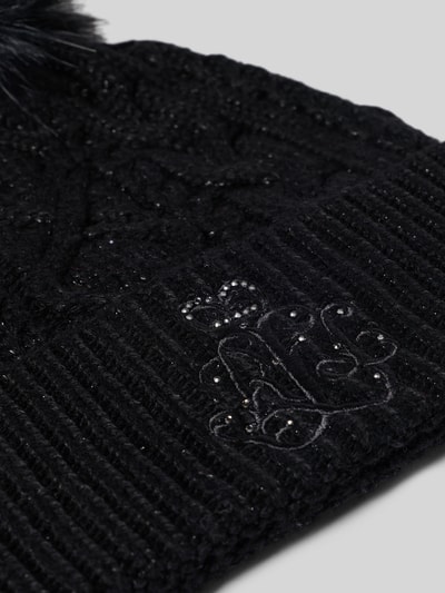 Lauren Ralph Lauren Strickmütze mit Bommel und Label-Stitching Black 2