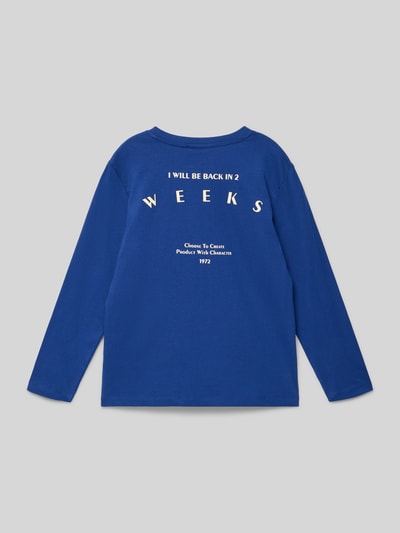 Garcia Shirt met lange mouwen en labelprint Koningsblauw - 3