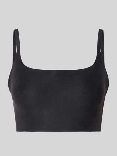 Produktfoto, Slim Fit Bralette mit Spaghettiträgern von Under Armour im schlichten Schwarz, elastischer Material-Mix, glatte Oberfläche.