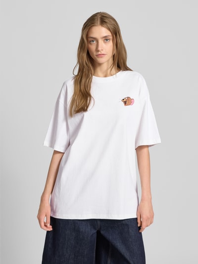 Review Oversized T-shirt met motiefprint Wit - 4