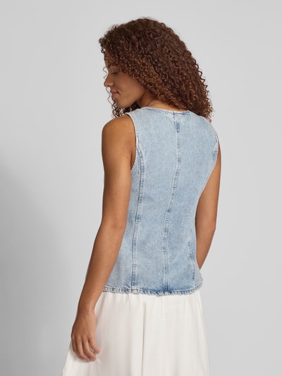 EDITED Jeansgilet met strookzakken, model 'Lyla' Jeansblauw - 5
