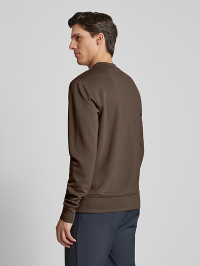 Casual Friday Sweatshirt met ribboorden, model 'Sebastian' Donkerbruin - 5