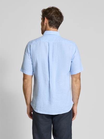 Fynch-Hatton Regular fit vrijetijdsoverhemd van een mix van linnen en katoen IJsblauw - 5
