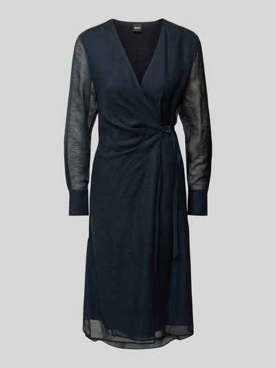 BOSS Midi-jurk met V-hals, model 'Dosala' Marineblauw - 2