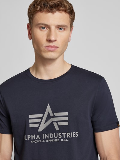 Alpha Industries T-shirt met labelprint Marineblauw - 3