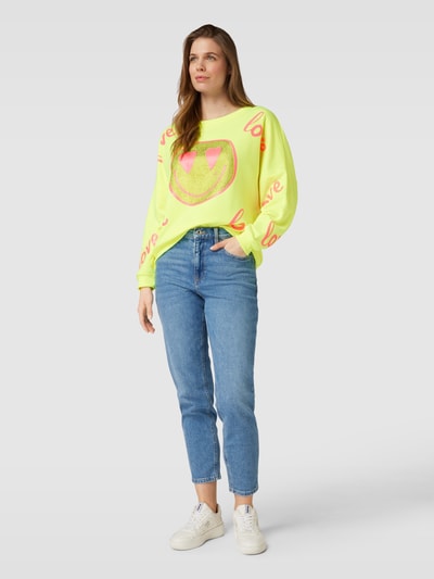 miss goodlife Sweatshirt met motiefprint Neongeel gemêleerd - 1