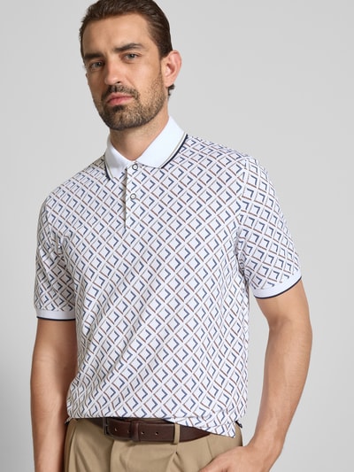 bugatti Regular Fit Poloshirt im Allover-Look Weiss 3