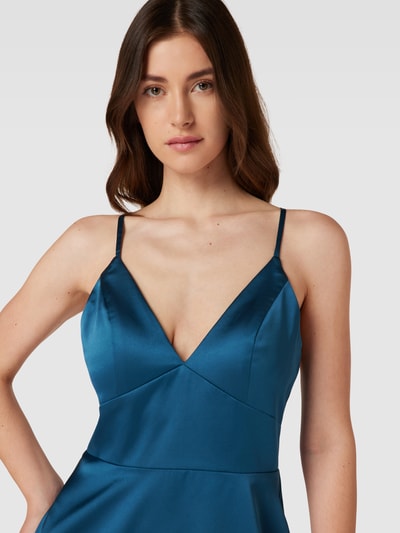 Luxuar Cocktailkleid mit V-Ausschnitt Petrol 3