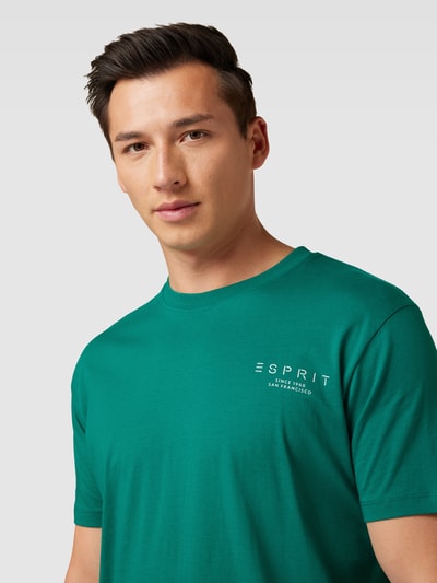 Esprit T-shirt w jednolitym kolorze z nadrukiem z logo Petrol 3