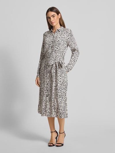 Milano Italy Midi-jurk met strikceintuur Zwart - 4