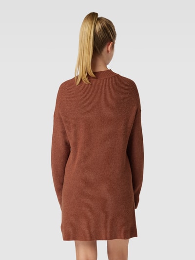 Only Gebreide jurk met turtleneck, model 'KATIA' Middenbruin - 5