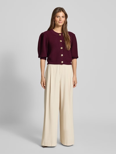 Bash Strickjacke mit durchgängiger Knopfleiste Modell 'Garance' Bordeaux 1