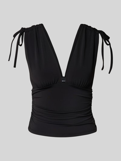 Gina Tricot Top z dekoltem w serek i wiązaniem Czarny 2