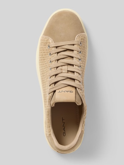 Produktfoto, Sneaker aus echtem Leder mit Strukturmuster Modell 'Julien' von Gant in Beige, abgerundete Passform, Logo-Detail, Draufsicht