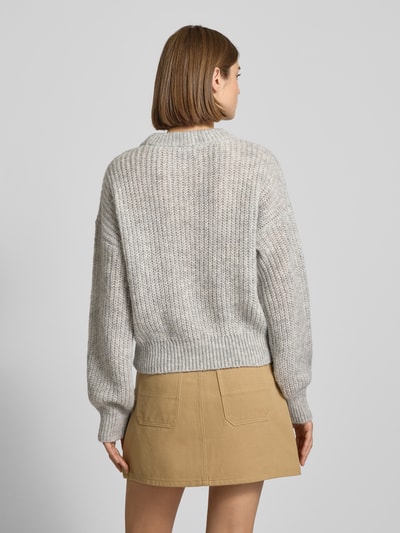 Hugo Blue Relaxed Fit Strickpullover mit Alpaka-Anteil Modell 'SLOGERYNNA_B' Mittelgrau Melange 5