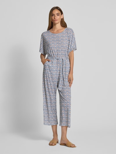 More & More Jumpsuit mit Rundhalsausschnitt und Bindegürtel Marine 4
