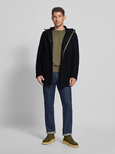 Manuel Ritz Wollen jas met opstaande kraag Marineblauw - 1