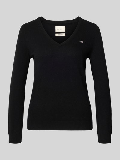 GANT Strickpullover aus Lammwoll-Mix mit V-Ausschnitt Black 2