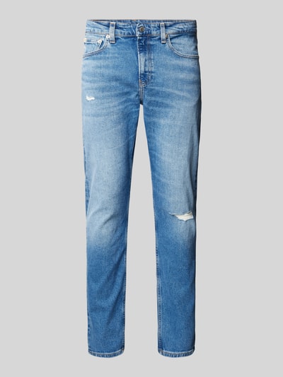 Calvin Klein Jeans Jeansy o kroju slim tapered fit z przetarciami Jeansowy niebieski 2