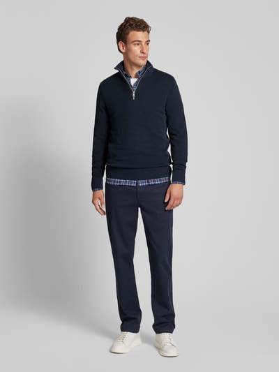 Marc O'Polo Regular Fit Troyer mit Ottoman-Struktur Marine 1