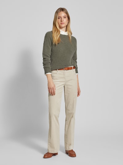 TONI Flared corduroy broek met persplooien, model 'Jolie' Beige - 1