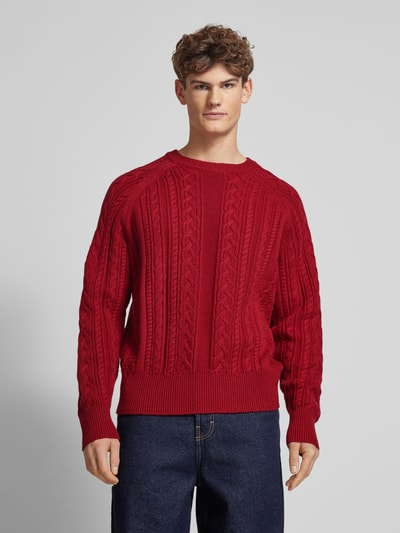 BLKVIS Strickpullover mit gerippten Abschlüssen Rot 4