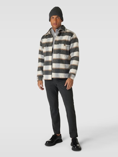 Selected Homme Slim Fit Chino mit Glencheck-Muster Modell 'ROBERT' Mittelgrau 1
