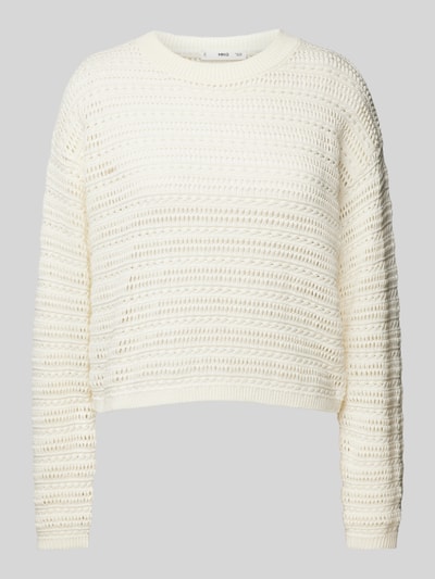 Mango Strickpullover mit Lochmuster Modell 'MUDITO' Offwhite 2