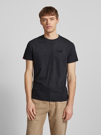 Superdry T-shirt met labelstitching Antraciet gemêleerd - 4