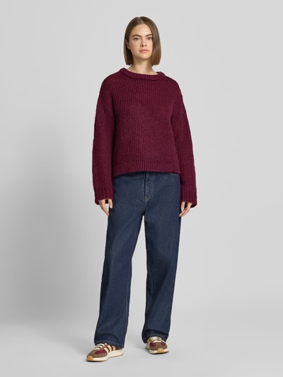 PIECES Relaxed Fit Pullover im Chunky Knit Look Modell 'DORTHEA' Bordeaux 1
