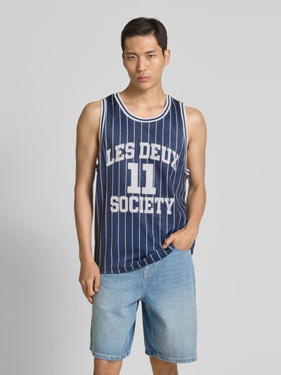 Les Deux Tanktop mit Label-Print Modell 'Silas' Dunkelblau 4