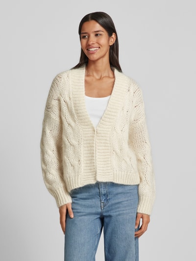 Stefanel Cardigan mit gerippten Abschlüssen Ecru 4