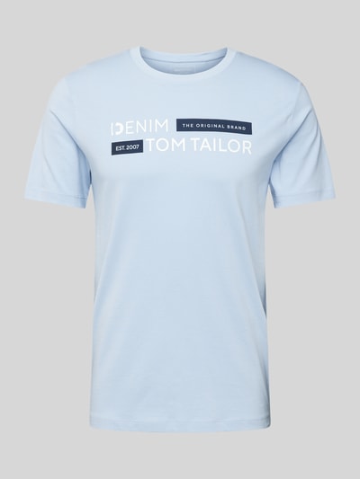 Tom Tailor Denim T-shirt met labelprint, model 'Type H' Lichtblauw - 2