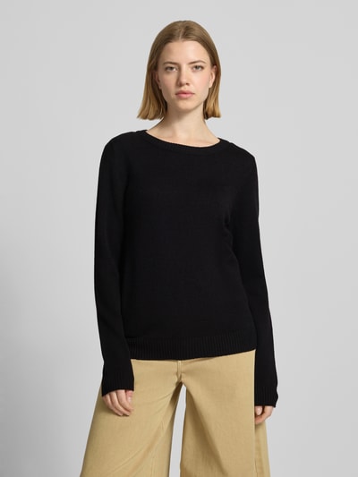 VILA Strickpullover aus Viskose-Mix mit Rundhalsausschnitt Black 4