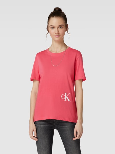 Calvin Klein Jeans T-shirt met logoprint, model 'MONOGRAM' Felroze - 4