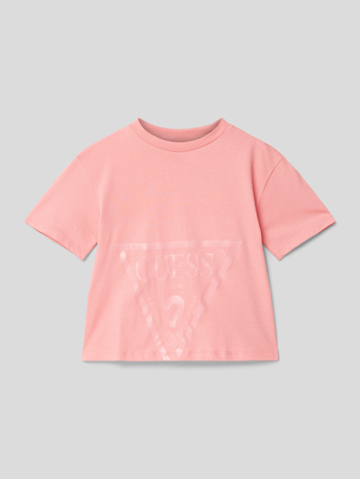 Guess T-shirt met labelprint Roze - 1