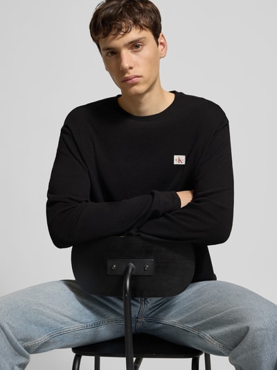 Calvin Klein Jeans Bluzka z długim rękawem i detalem z logo Czarny 3