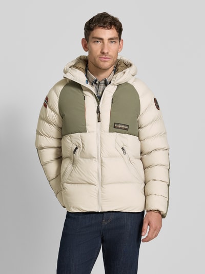 Napapijri Regular Fit Steppjacke mit Logo-Patch Modell 'MOESA' Hellgrau 4