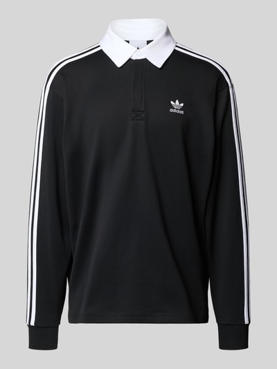 adidas Originals Poloshirt met labelstitching, model 'Rugby Polo' Zwart - 2