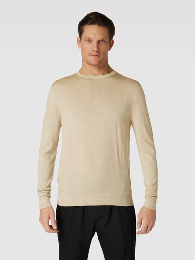 Profuomo Wollpullover mit Rundhalsausschnitt Beige 4