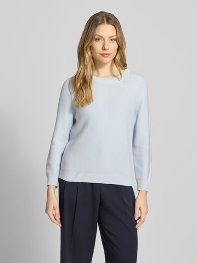 BOSS Boxy Fit Strickpullover aus reiner Baumwolle Modell 'FOVILA' Hellblau 4
