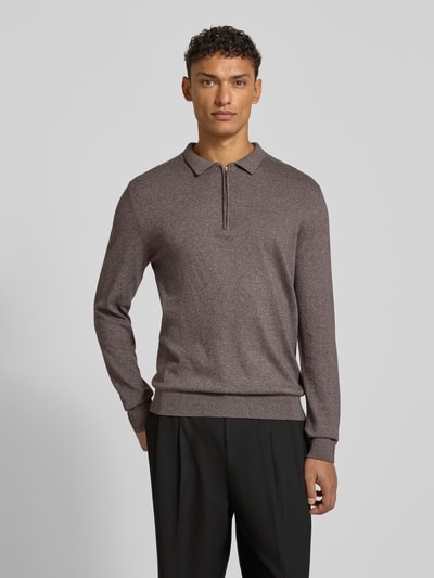 SELECTED HOMME Regular fit gebreide pullover van puur katoen, model 'BERG' Donkerbruin gemêleerd - 4