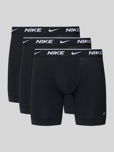Productfoto, Trunks mit Logo-Schriftzug Modell 'E-DAY' van Nike, zwarte nauwsluitende pasvorm, elastische tailleband, logo, labelprint
