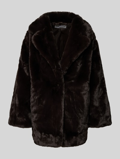 Review Kurtka ze sztucznego futra z kołnierzem z połami Ciemnobrązowy 2