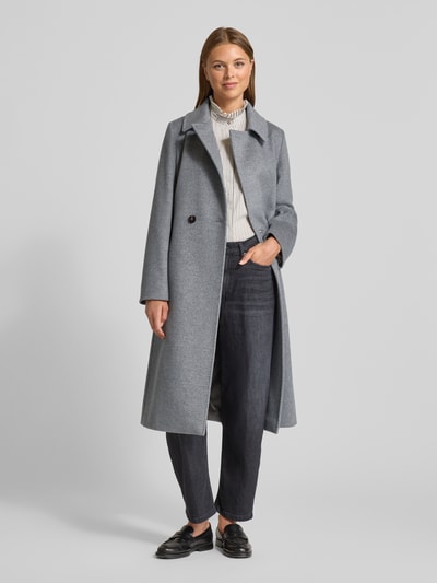 Max Mara Studio Regular Fit Robenmantel aus reiner Schurwolle Modell 'BCOLLAG' Mittelgrau Melange 1