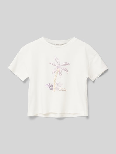 Mango T-Shirt mit Motiv-Print Modell 'palm' Weiss 1